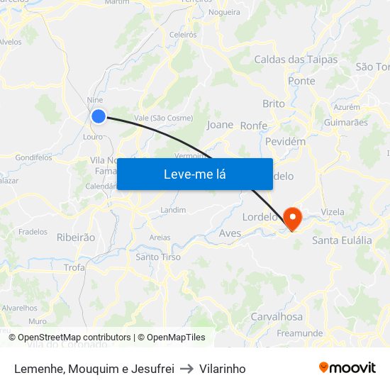 Lemenhe, Mouquim e Jesufrei to Vilarinho map