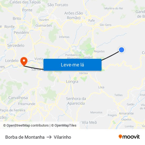 Borba de Montanha to Vilarinho map