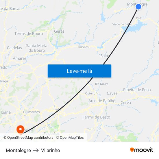 Montalegre to Vilarinho map