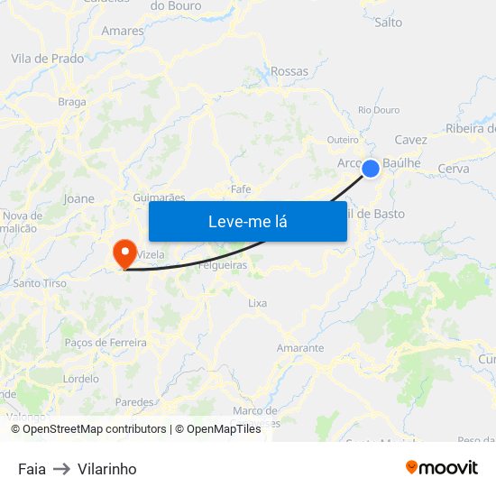 Faia to Vilarinho map