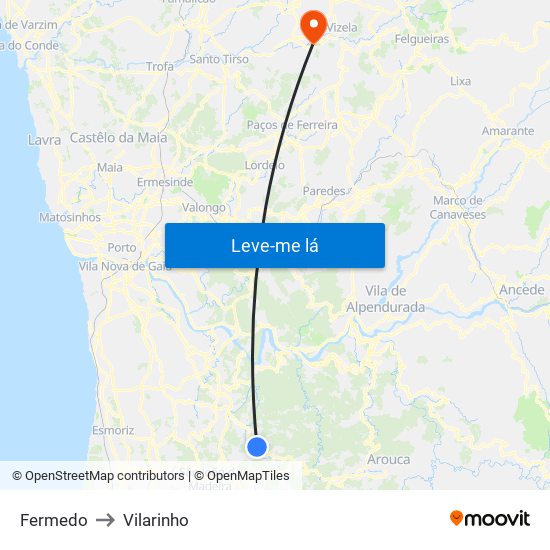 Fermedo to Vilarinho map
