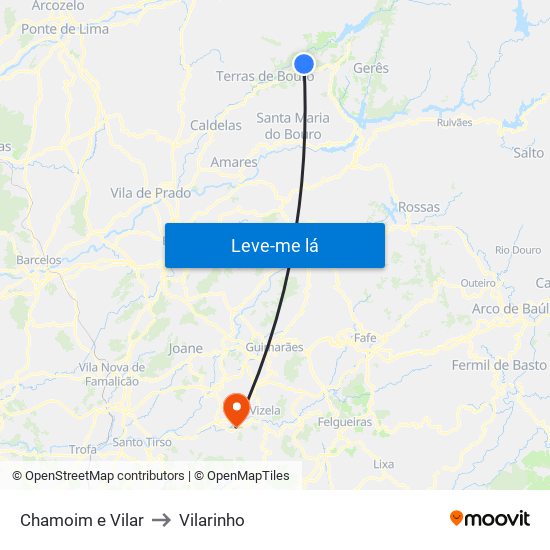 Chamoim e Vilar to Vilarinho map