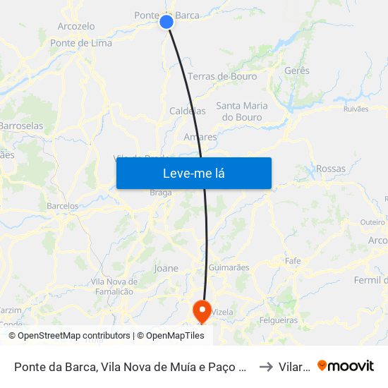 Ponte da Barca, Vila Nova de Muía e Paço Vedro de Magalhães to Vilarinho map