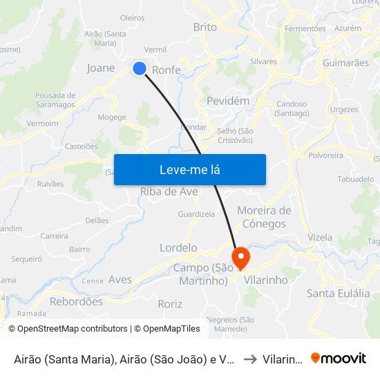 Airão (Santa Maria), Airão (São João) e Vermil to Vilarinho map