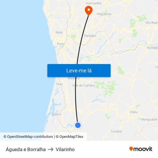 Águeda e Borralha to Vilarinho map