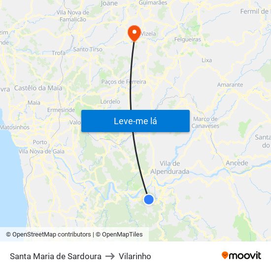 Santa Maria de Sardoura to Vilarinho map