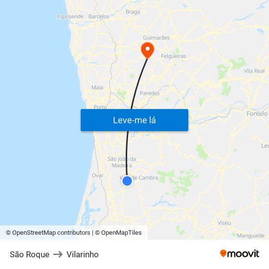 São Roque to Vilarinho map