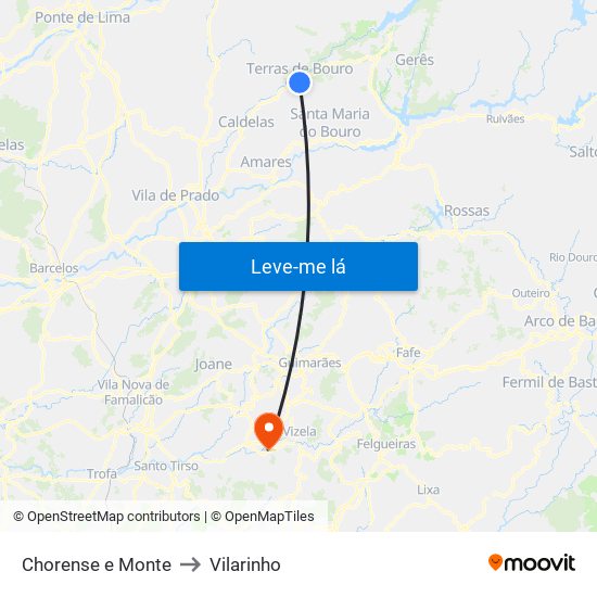 Chorense e Monte to Vilarinho map