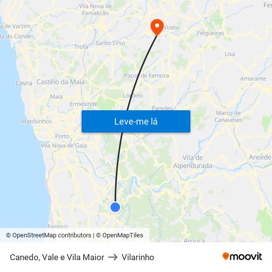 Canedo, Vale e Vila Maior to Vilarinho map