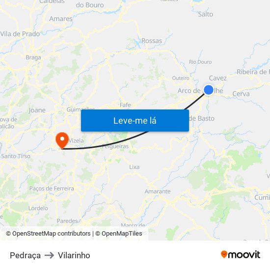 Pedraça to Vilarinho map