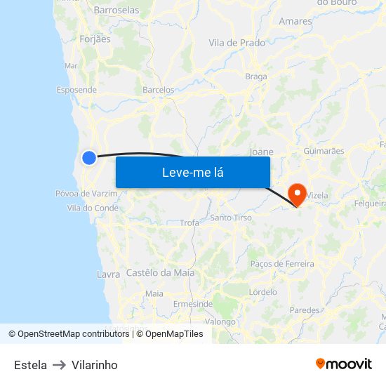 Estela to Vilarinho map