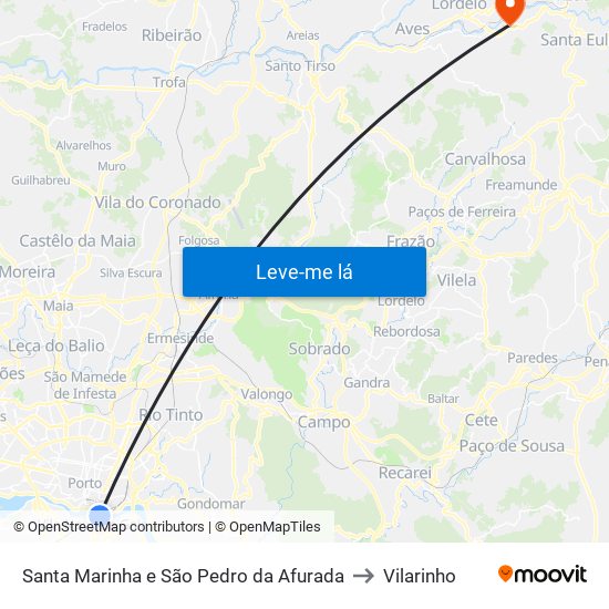 Santa Marinha e São Pedro da Afurada to Vilarinho map