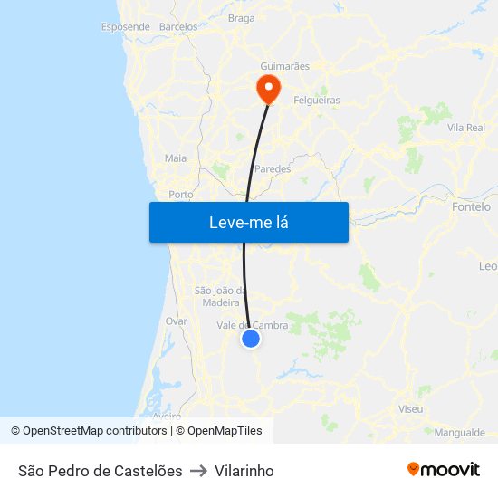 São Pedro de Castelões to Vilarinho map