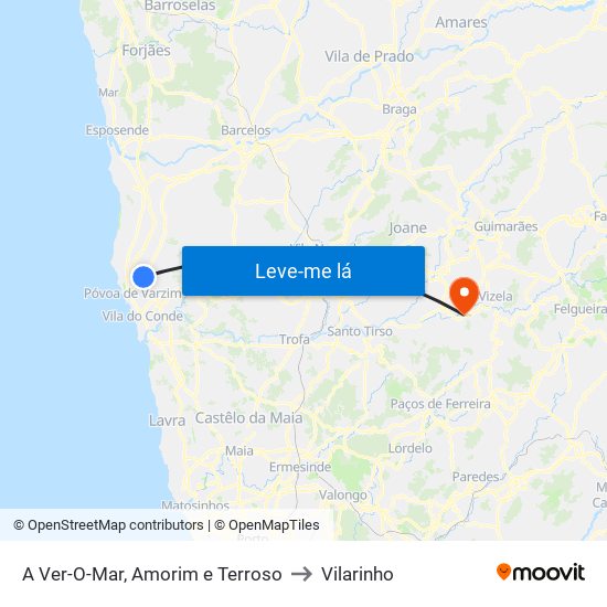 A Ver-O-Mar, Amorim e Terroso to Vilarinho map