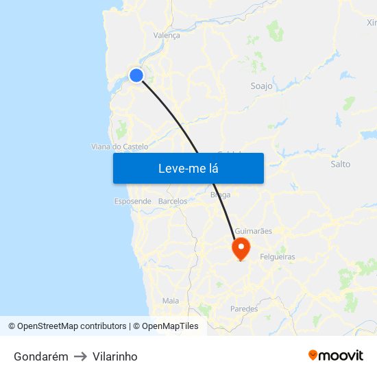 Gondarém to Vilarinho map