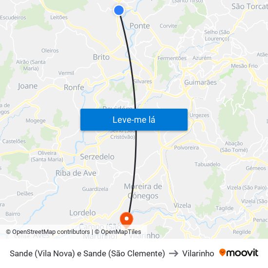 Sande (Vila Nova) e Sande (São Clemente) to Vilarinho map