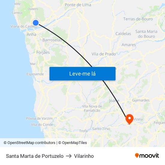 Santa Marta de Portuzelo to Vilarinho map