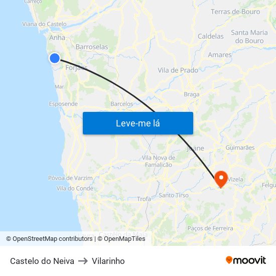 Castelo do Neiva to Vilarinho map