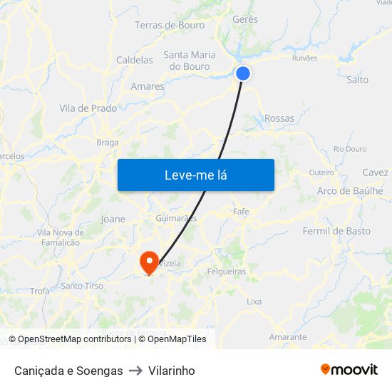 Caniçada e Soengas to Vilarinho map