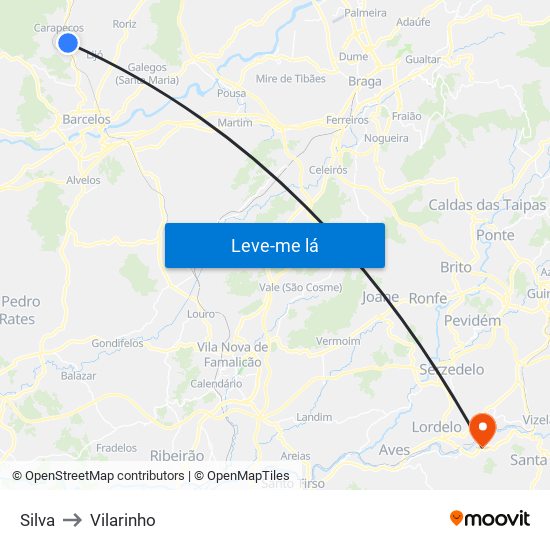 Silva to Vilarinho map