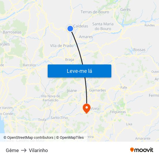 Gême to Vilarinho map