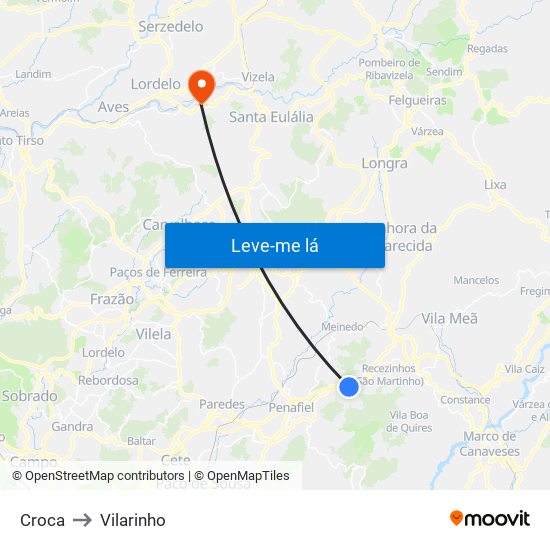 Croca to Vilarinho map