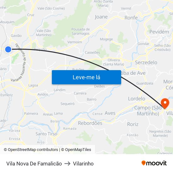 Vila Nova De Famalicão to Vilarinho map