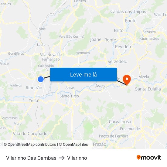 Vilarinho Das Cambas to Vilarinho map