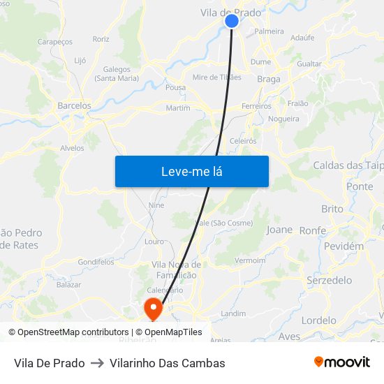 Vila De Prado to Vilarinho Das Cambas map