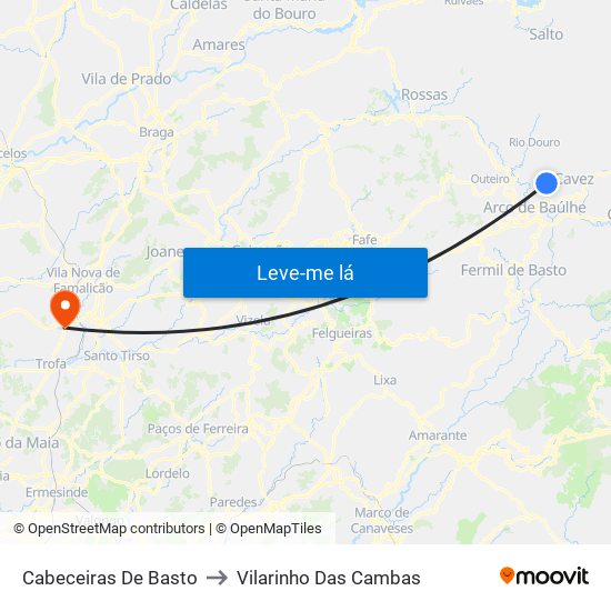 Cabeceiras De Basto to Vilarinho Das Cambas map