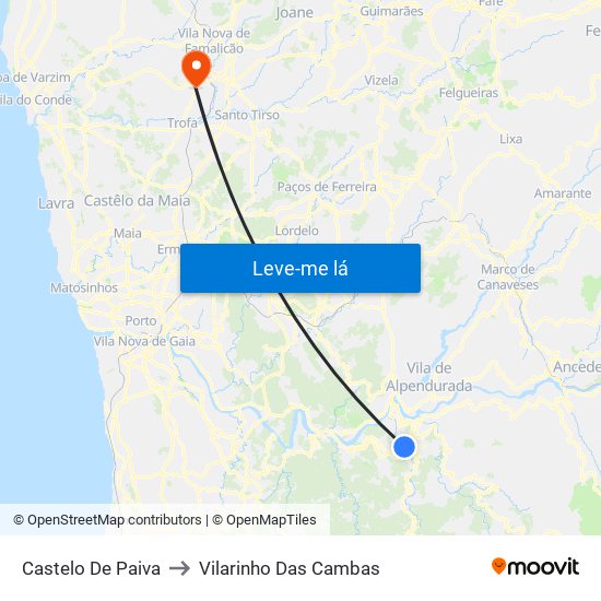 Castelo De Paiva to Vilarinho Das Cambas map