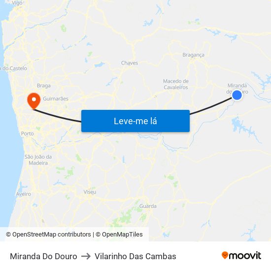 Miranda Do Douro to Vilarinho Das Cambas map