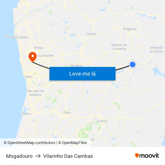 Mogadouro to Vilarinho Das Cambas map