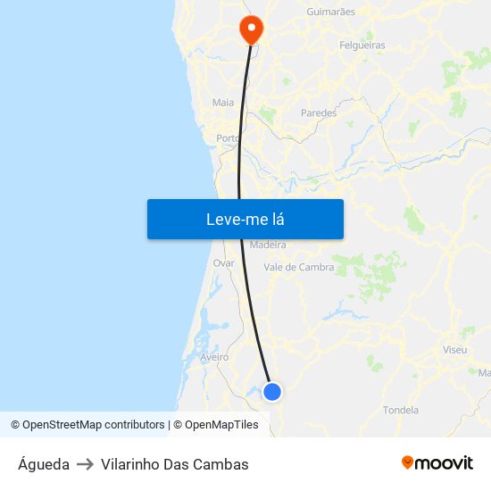 Águeda to Vilarinho Das Cambas map