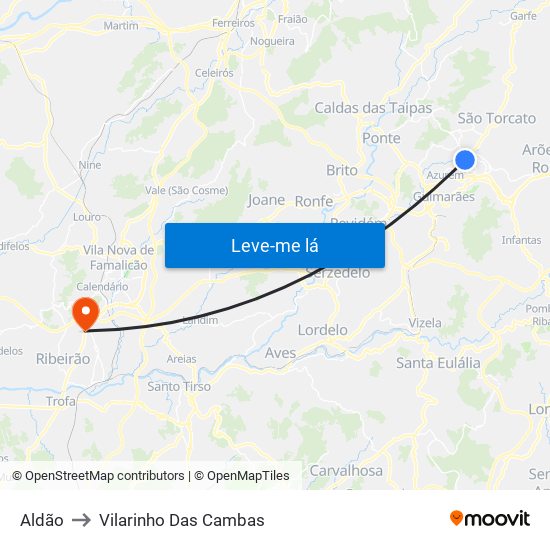 Aldão to Vilarinho Das Cambas map