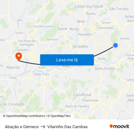 Abação e Gémeos to Vilarinho Das Cambas map