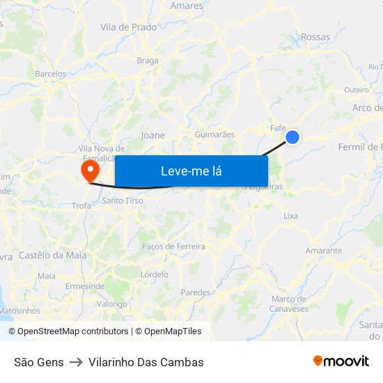 São Gens to Vilarinho Das Cambas map