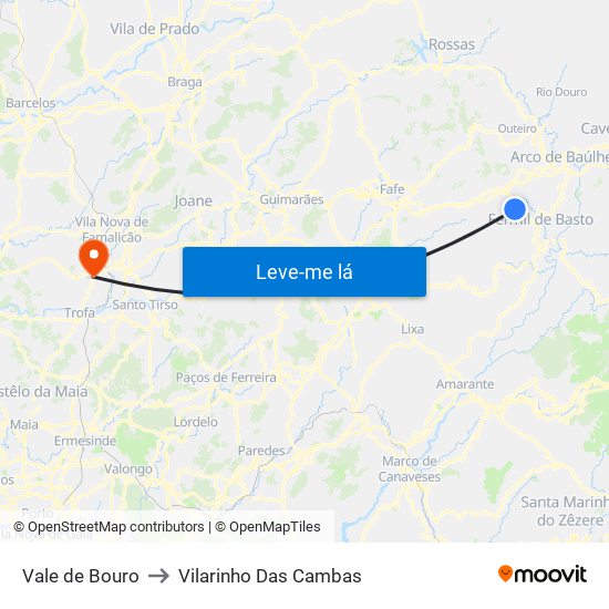 Vale de Bouro to Vilarinho Das Cambas map