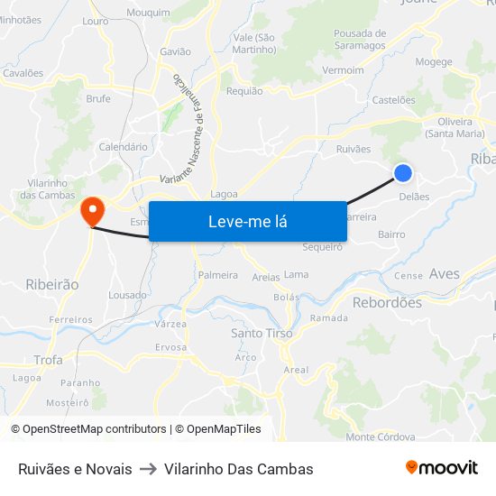 Ruivães e Novais to Vilarinho Das Cambas map