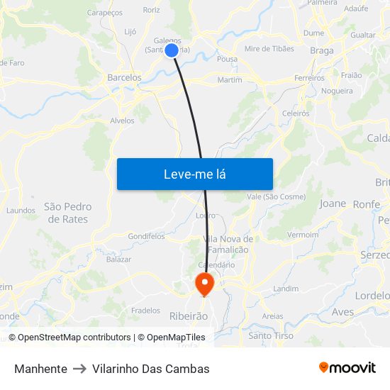 Manhente to Vilarinho Das Cambas map