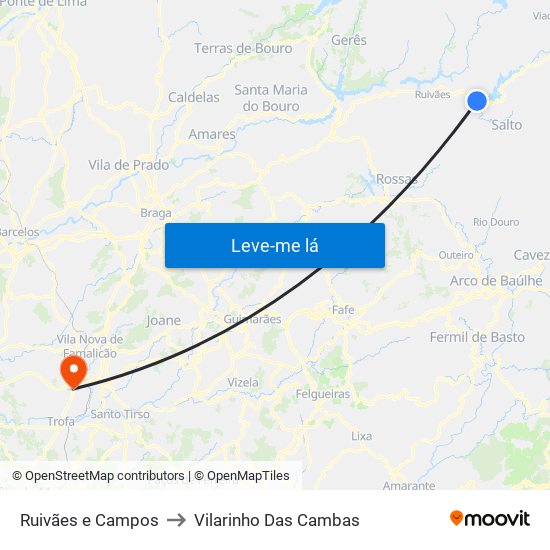 Ruivães e Campos to Vilarinho Das Cambas map