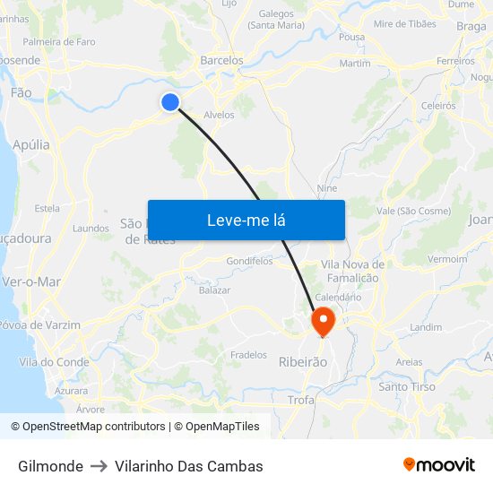 Gilmonde to Vilarinho Das Cambas map
