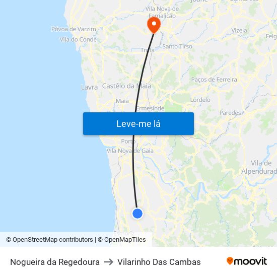 Nogueira da Regedoura to Vilarinho Das Cambas map