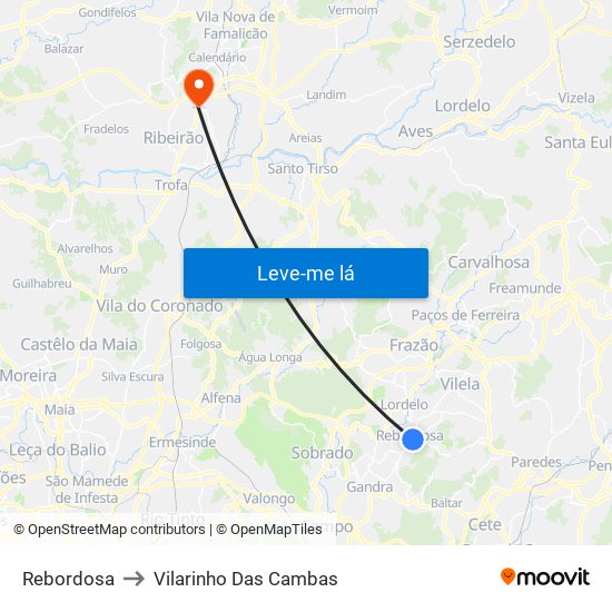 Rebordosa to Vilarinho Das Cambas map