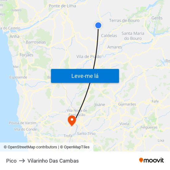 Pico to Vilarinho Das Cambas map