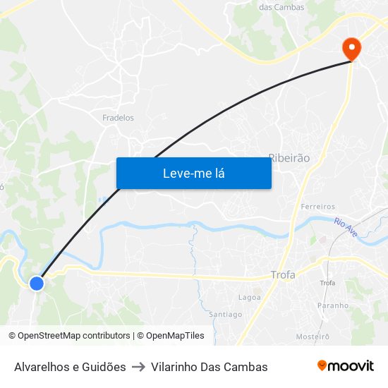 Alvarelhos e Guidões to Vilarinho Das Cambas map