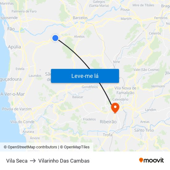 Vila Seca to Vilarinho Das Cambas map