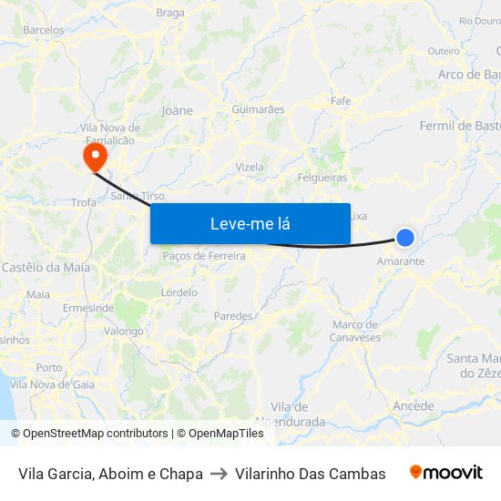 Vila Garcia, Aboim e Chapa to Vilarinho Das Cambas map