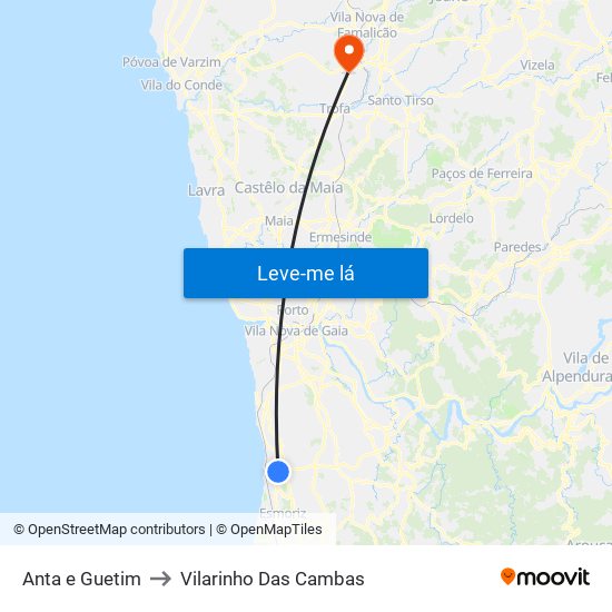 Anta e Guetim to Vilarinho Das Cambas map