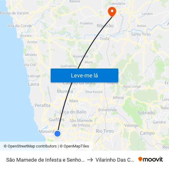 São Mamede de Infesta e Senhora da Hora to Vilarinho Das Cambas map